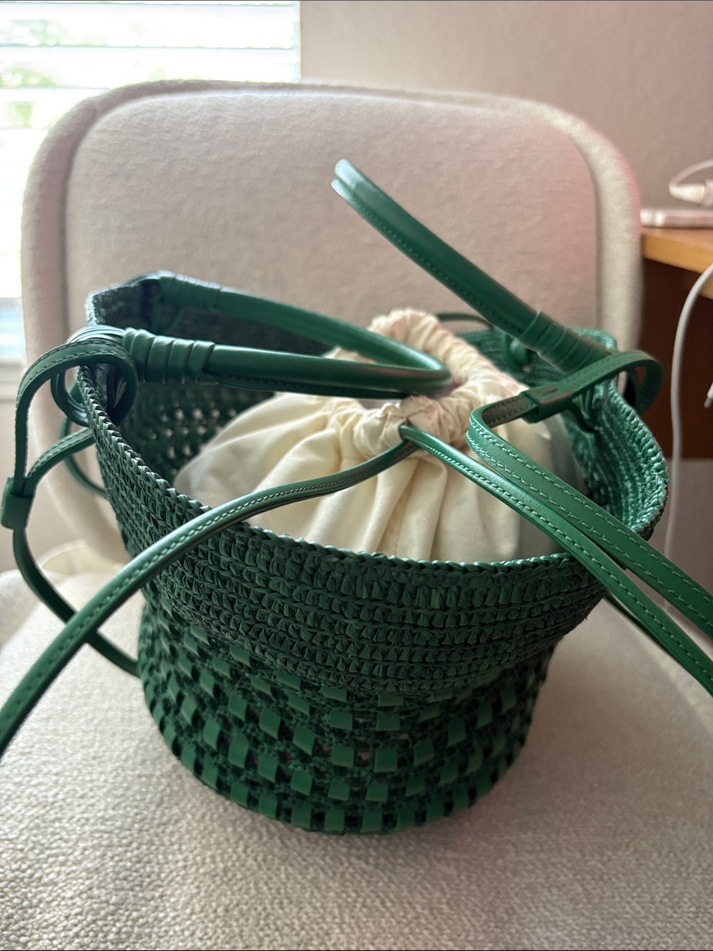 Sezane Justine Green Woven Tote Bag - Picture 5 of 5